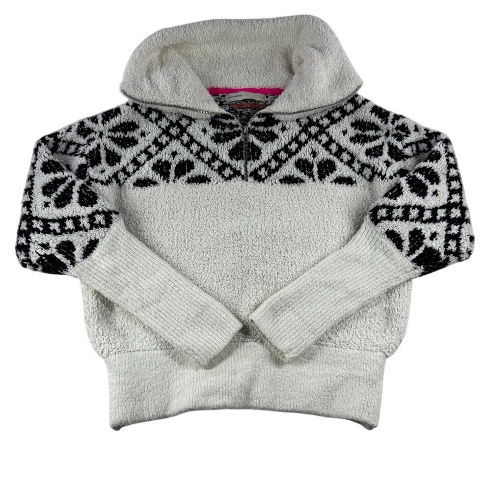 Anthropologie Pilcro Maia Cropped Quarter Zip Pullover XS Fair Isle Apres Ski